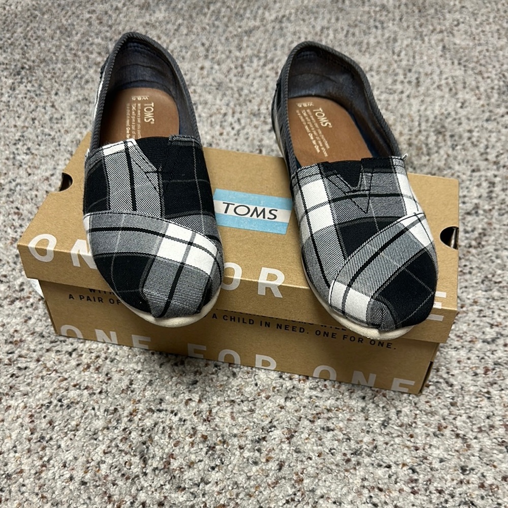 TOMS Monochrome Plaid Slip-Ons